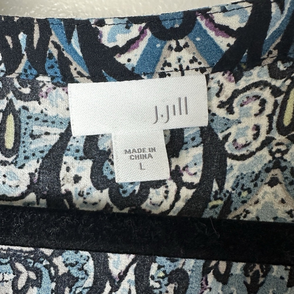 J Jill Women's Large V-Neck Paisley Floral Long Sleeve Pullover Tunic Blouse - Picture 4 of 5